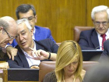 Javier Arenas en su nuevo asiento en el Parlamento de Andaluc&iacute;a.