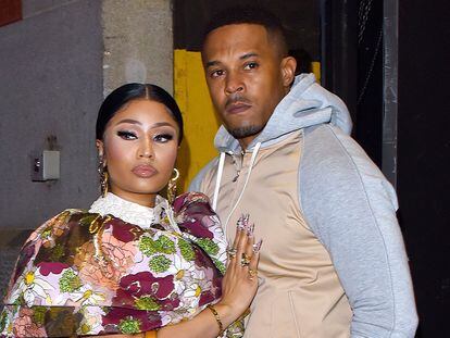 Nicki Minaj y su marido Kenneth Petty en Nueva York en febrero de 2020.