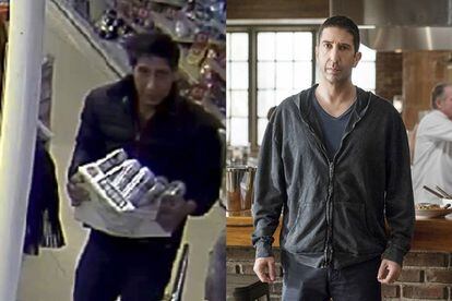A la izquierda, el sospechoso del robo, a la derecha, el actor David Schwimmer.