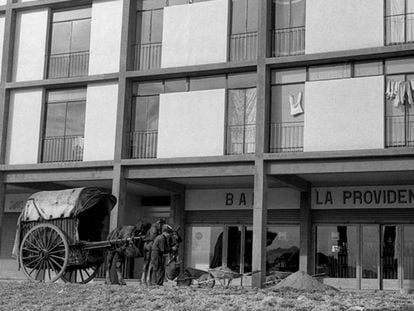 Imatge que es pot veure al COAC (Col·legi Oficial d'Arquitectes de Catalunya) en l'exposición 'Montbau 1958-1964. Entre arquitectura i harmonia'.