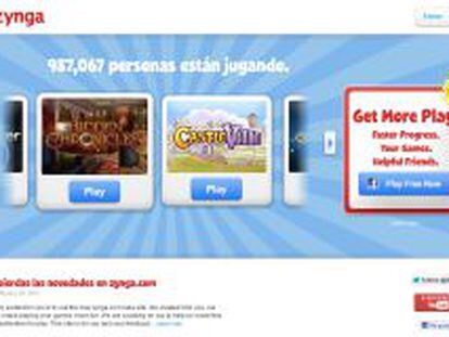 Página de Zynga en español.