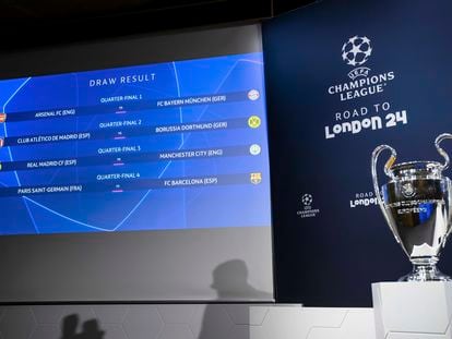 Resultado del sorteo de cuartos de final de la UEFA Champions League, este viernes.