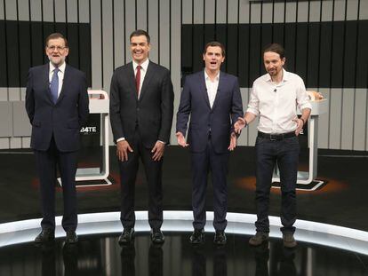 Mariano Rajoy, Pedro Sanchez, Albert Rivera y Pablo Iglesias en un debate electoral en junio de 2016.