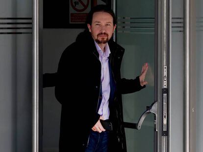 Pablo Iglesias tras declarar en la Audiencia Nacional, este miércoles.