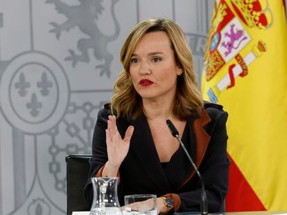 Pilar Alegría, portavoz del Gobierno, en una comparecencia tras el Consejo de Ministros.