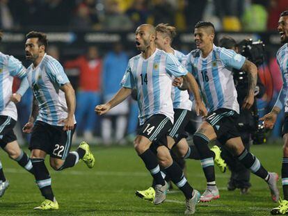 Los jugadores argentinos celebran la clasificación.