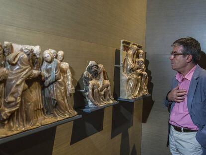 Tres de las piezas de Sijena en litigio que se conservan en el Museo de Lleida.