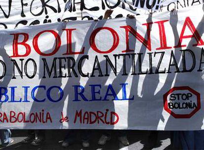 Manifestación de estudiantes contra el proceso de Bolonia en Madrid.