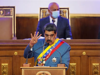 Nicolás Maduro, presidente de Venezuela, en la Asamblea Nacional, este martes.