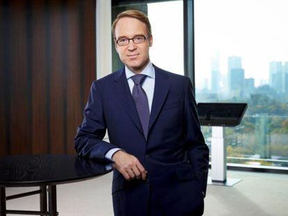 El presidente del Bundesbank, Jens Weidmann, en la sede de la entidad, en Fr&aacute;ncfort
 
 
 
 