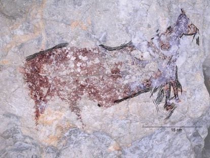 Representación de un cérvido encontrado en la cueva de Zestoa.
