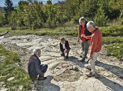 Una de las huellas de dinosaurio halladas en Plagne