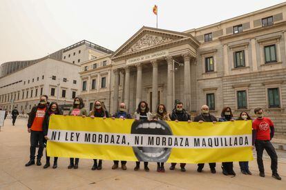 Manifestación contra la 'ley mordaza' celebrada el pasado 15 de marzo ante el Congreso de los Diputados.