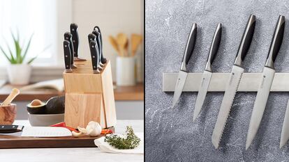 Organizar los cuchillos de la cocina para tenerlos a mano en la encimera resulta más fácil con estas ideas.