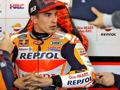 Marc M&aacute;rquez, en su box este fin de semana. 