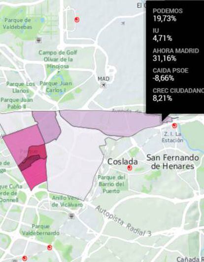 Expectativas de Podemos en el barrio de Rejas, en el distrito de San Blas-Canillejas de Madrid.
