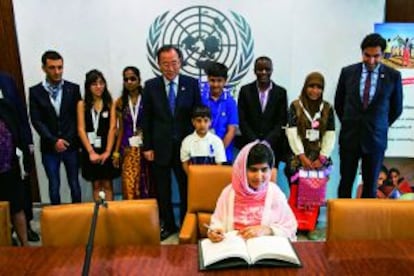 Malala Yousafzai, durante su visita a la sede de Naciones unidas el 12 de julio.