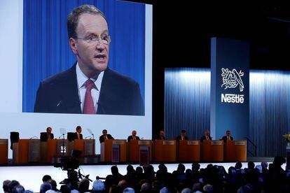 Junta de accionistas de Nestlé en abril pasado. Uno de los fondos presentes en el capital quiere que el consejo venda activos.