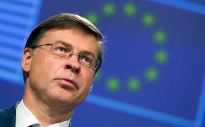 El ex primer ministro letón Valdis Dombrovskis, en Bruselas, este martes.