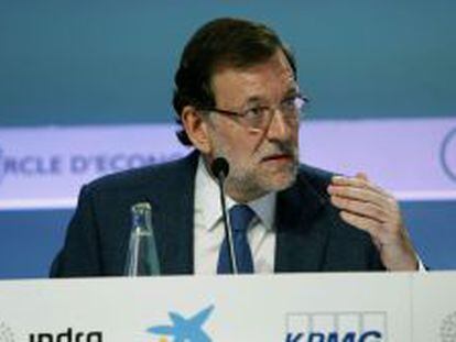 El presidente del Gobierno, Mariano Rajoy, durante su intervenci&oacute;n en la XXX Reuni&oacute;n del C&iacute;rculo de Econom&iacute;a de Sitges.