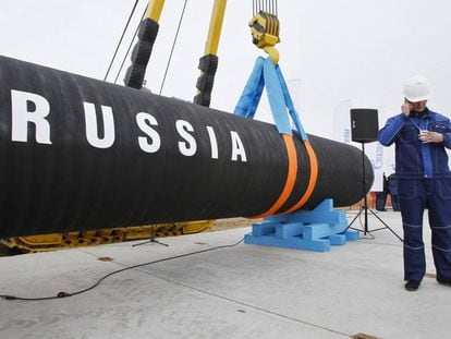 Un trabajador de la construcción ruso en la construcción del gasoducto Nord Stream