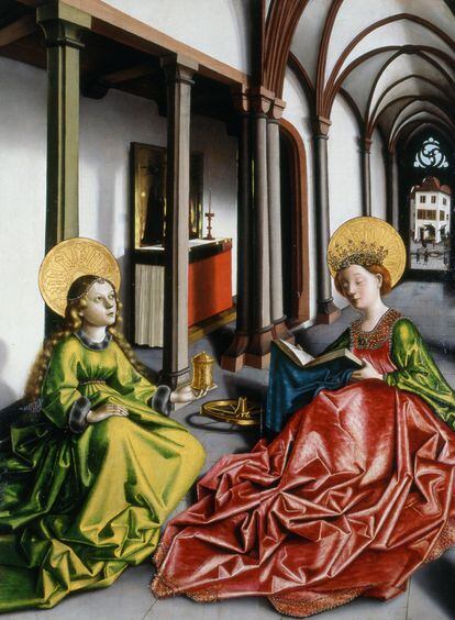 'Heilige Magdalena und Heilige Katharina in einer Kirche', de 1440. 162 x 130.4 cm. Estrasburgo, Musée de l'oeuvre Notre Dame.