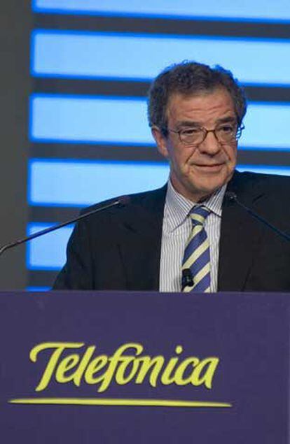 César Alierta, presidente de Telefónica, durante su intervención en la Junta General de Accionistas de Telefónica