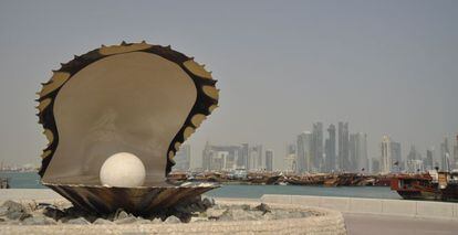El monumento de la perla en Doha, capital de Catar.