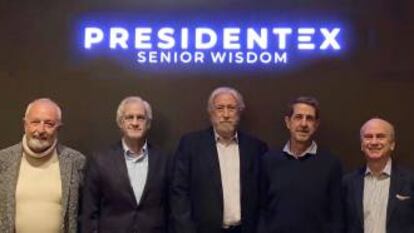 Miguel Ángel Furones, Francisco José González, Agustín Medina, Fernando Herrero y Juan Ramón Plana, los cinco miembros de Presidentex.