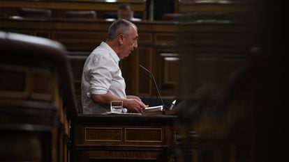 El portavoz de Compromís en el Congreso, Joan Baldoví, en la sesión plenaria en el Congreso de los Diputados del día 27 de septiembre.