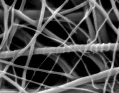 Nanofibras de di&oacute;xido de titanio.