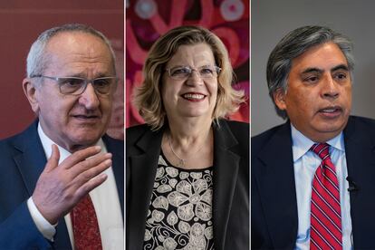 Los aspirantes mexicanos a la OMC, la OPS y el BID: Jesús Seade, Nadine Gasman, y Gerardo Esquivel.