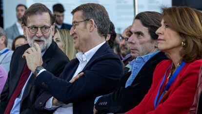 Mariano Rajoy, Alberto Núñez Feijóo, José María Aznar y Ana Botella, el pasado febrero en Valencia.