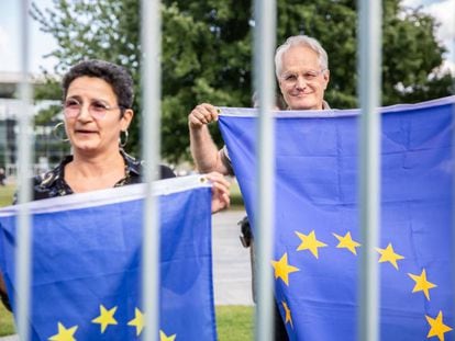 Opositores a la salida del Reino Unido de la UE protestan en Berlín el pasado día 21