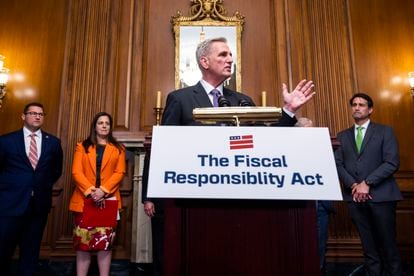 Kevin McCarthy, Speaker of the House and Republican leader, after the approval of the agreement in the House of Representatives