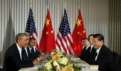 Las delegaciones de EE UU y China durante su encuentro en California en 2013.