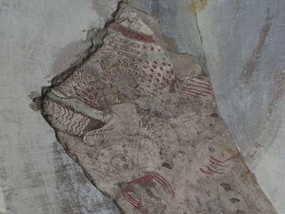 Detall de les pintures localitzades a l'interior de l'ermita del Pallars Sobirà.