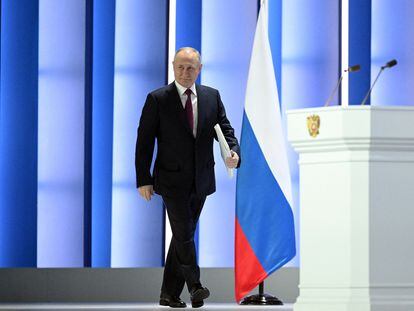 El presidente ruso, Vladímir Putin, se dispone a pronunciar su discurso anual ante la Asamblea Federal, el martes en Moscú.