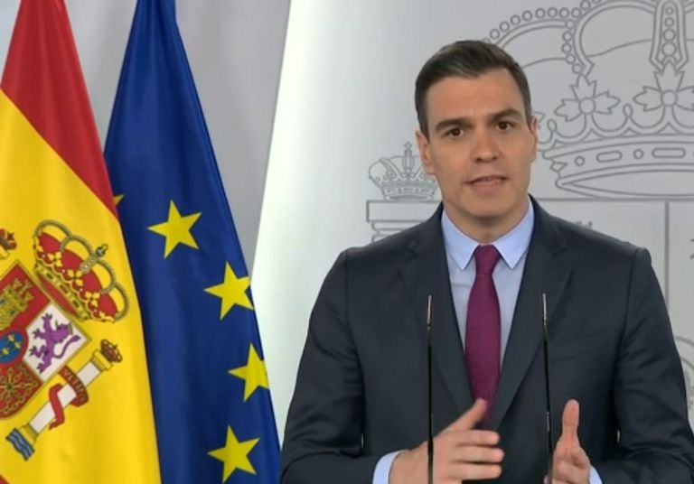 Captura de la comparecencia de Pedro Sánchez en La Moncloa.