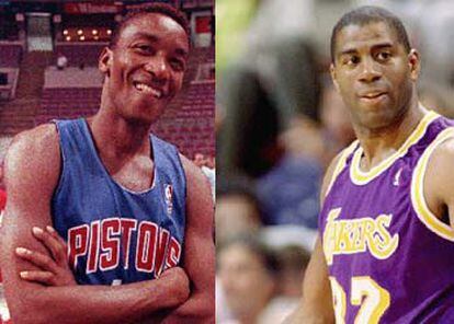 Isaiah Thomas (a la izquierda) y Magic Johnson.