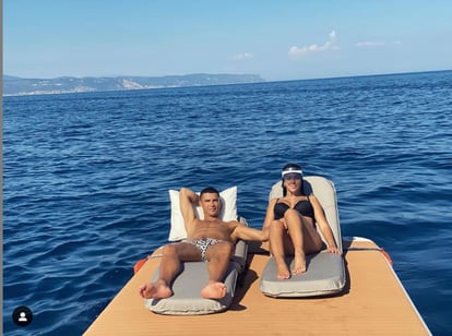 Cristiano Ronaldo and Georgina Rodriguez, on their yacht.