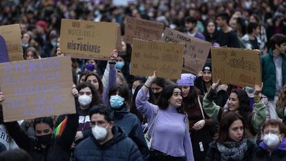 Manifestación feminista en el Día Internacional de la Mujer de 2022, en Barcelona.