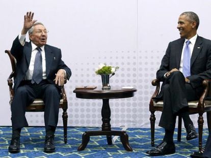 Raul Castro y Barack Obama, en la cumbre de las Américas en Panamá en abril.