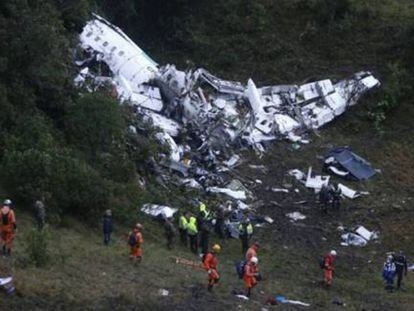 Restos del avión siniestrado en Colombia.