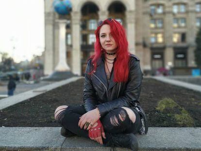 Anna-Sophia Puzanova, estudiante de Filología de 17 años, en la plaza de la Independencia de Kiev.