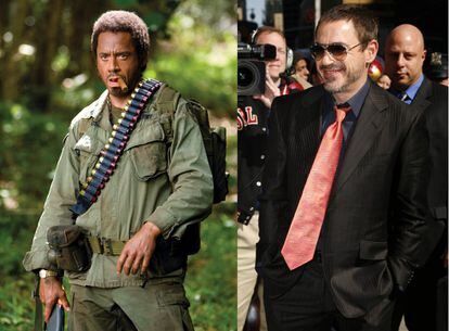 Robert Downey Jr. fue el actor australiano Kirk Lazarus en 'Tropic Thunder: ¡Una guerra muy perra!' (2008). Con el pelo a lo afro y la piel más morena, el intérprete dio vida a otro intérprete que grababa una película sobre la guerra de Vietnam.