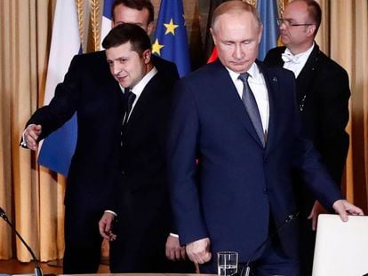 Vladimir Putin, este lunes en París.