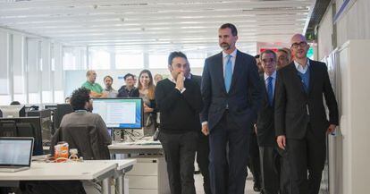 El Principe, Felipe de Borb&oacute;n, durante su visita a Telef&oacute;nica.