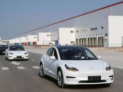 Model 3 de Tesla en su fábrica de Shanghái (China).
