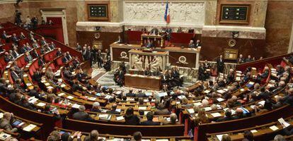 La Asemblea Nacional Francesa durante el discurso de Manuel Valls, este martes en Paris.